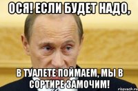 ося! если будет надо, в туалете поймаем, мы в сортире замочим!