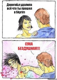 Дорогой,я удалила всё что ты прошел в Skyrim Сука бездушная!!!