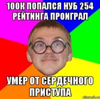 100к попался нуб 254 рейтинга проиграл умер от сердечного приступа