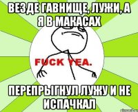 везде гавнище, лужи, а я в макасах перепрыгнул лужу и не испачкал