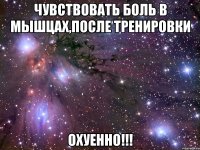 чувствовать боль в мышцах,после тренировки охуенно!!!