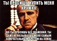 ты просишь купить меня кружку но ты просишь без уважения, ты даже не называешь меня самым замечательным братом на земле