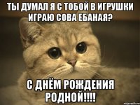 ты думал я с тобой в игрушки играю сова ебаная? с днём рождения родной!!!