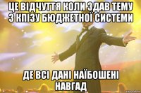 це відчуття коли здав тему з кпізу бюджетної системи де всі дані наїбошені навгад