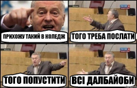 ПРИХОЖУ ТАКИЙ В КОЛЕДЖ ТОГО ТРЕБА ПОСЛАТИ ТОГО ПОПУСТИТИ ВСІ ДАЛБАЙОБИ