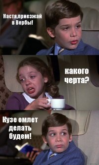 Настя,приезжай в Вербы! какого черта? Кузе омлет делать будем!