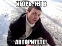 игорь, ты в авторитете!