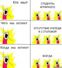 СТУДЕНТЫ АГРАРНОГО отсутствие очереди в 1 столовой всегда