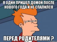 я один пришел домой после нового года и не спалился перед родителями ?