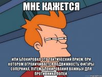 мне кажется или блокировка это тактический прием, при котором ограничивается подвижность фигуры соперника, путем блокирования важных для противника полей.