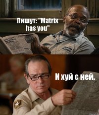 Пишут: "Matrix has you" И хуй с ней.