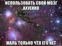 использовать свой мозг ахуенно жаль только что его нет