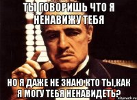 ты говоришь что я ненавижу тебя но я даже не знаю кто ты,как я могу тебя ненавидеть?