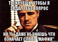 ты хочешь, чтобы я задал тебе вопрос но ты даже не знаешь что означает слово "мафия"