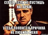 серега, если не пустишь на гараж у тебя появится причина не любить меня