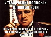 у тебя рыжие волосы и длинные ноги но ты приходишь ко мне и говоришь, что они русые, ты делаешь это без уважения