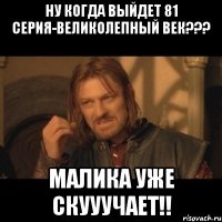 ну когда выйдет 81 серия-великолепный век??? малика уже скууучает!!