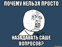 почему нельзя просто назадавать саше вопросов?