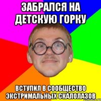 забрался на детскую горку вступил в сообщество экстримальных скалолазов