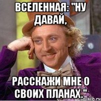 вселенная: "ну давай, расскажи мне о своих планах."