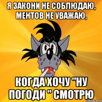 я закони не соблюдаю, ментов не уважаю, когда хочу "ну погоди " смотрю