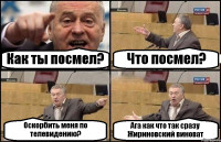 Как ты посмел? Что посмел? Оскорбить меня по телевидению? Ага как что так сразу Жириновский виноват