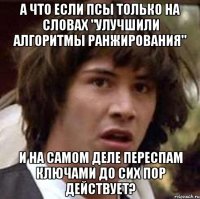 а что если псы только на словах "улучшили алгоритмы ранжирования" и на самом деле переспам ключами до сих пор действует?