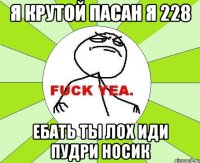 я крутой пасан я 228 ебать ты лох иди пудри носик