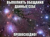 выполнять обещания данные себе превосходно!