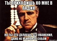 ты приходишь ко мне в падик но ты это делаешь без уважения, даже не убирая за собой