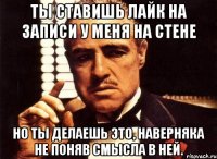 ты ставишь лайк на записи у меня на стене но ты делаешь это, наверняка не поняв смысла в ней.