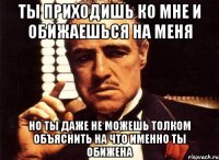 ты приходишь ко мне и обижаешься на меня но ты даже не можешь толком объяснить на что именно ты обижена