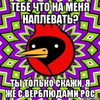 тебе что на меня наплевать? ты только скажи, я же с верблюдами рос