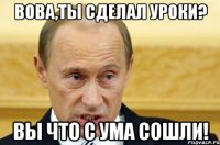 вова,ты сделал уроки? вы что с ума сошли!