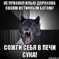 не признал илью дорохова своим истинным богом? сожги себя в печи сука!