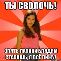 ты сволочь! опять лапйки блядям ставишь, я всё вижу!