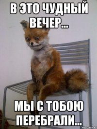 в это чудный вечер... мы с тобою перебрали...