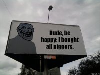 Dude, be happy: I bought all niggers.