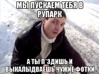 мы пускаем тебя в рупарк а ты п*здишь и выкалыдваешь чужие фотки