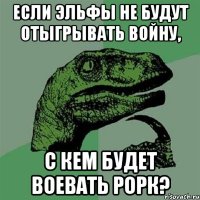 если эльфы не будут отыгрывать войну, с кем будет воевать рорк?