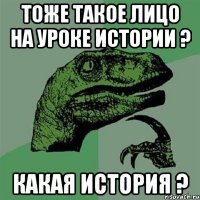 тоже такое лицо на уроке истории ? какая история ?