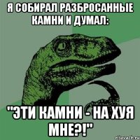 я собирал разбросанные камни и думал: "эти камни - на хуя мне?!"