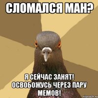 сломался ман? я сейчас занят! освобожусь через пару мемов!