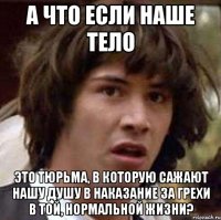 а что если наше тело это тюрьма, в которую сажают нашу душу в наказание за грехи в той, нормальной жизни?