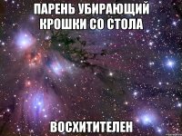 парень убирающий крошки со стола восхитителен