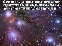 мамуля ты у нас самая,самая лучшая!!не где нет такой афигеной мамой как ты,мы очень люим тебя!!спасибо что ты есть;* 