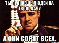 ты пускаешь людей на твою дачу а они сорят всех.