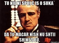 tu nie ni spui c is o suka` da tu macar nish nu shtii shine's eu.