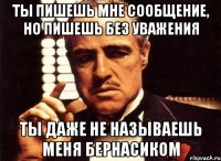 ты пишешь мне сообщение, но пишешь без уважения ты даже не называешь меня бернасиком