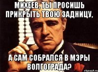 михеев, ты просишь прикрыть твою задницу, а сам собрался в мэры волгограда?